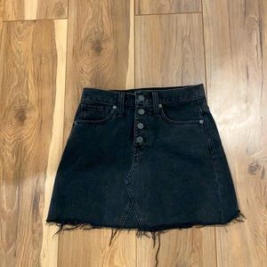 Madewell Black denim, distressed mini skirt